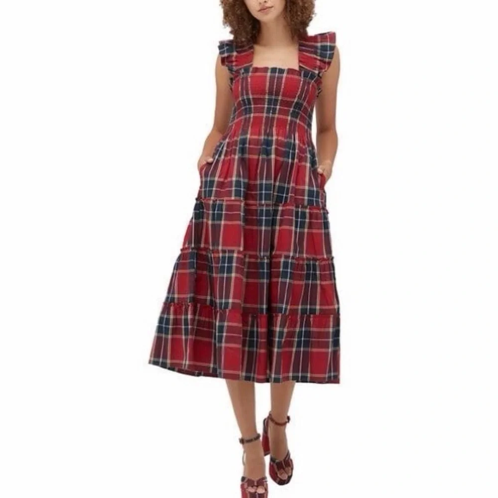 Hill House Red and Black Plaid Midi Dress - Picture 2 of 2